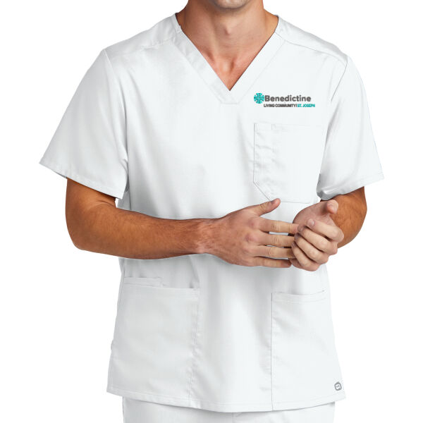 WonderWink® Men's Premiere Flex™ V-Neck Top - Embroidered Logo Thumbnail