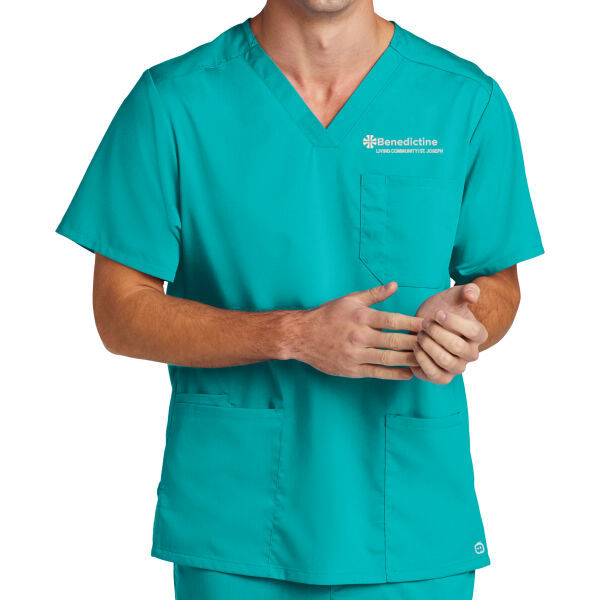 WonderWink® Men's Premiere Flex™ V-Neck Top - Embroidered Logo Thumbnail